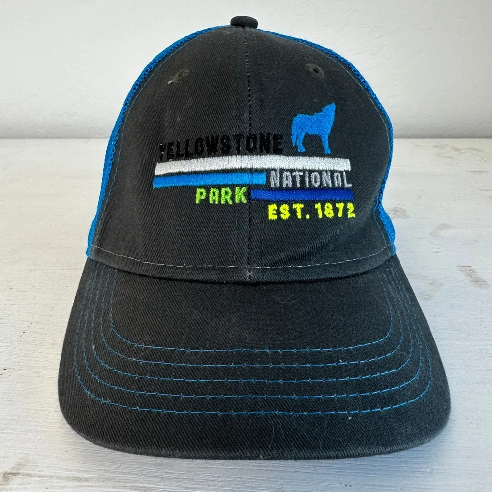 Ouray Sportswear Trucker Hat Youth 51254 Yellowstone National Park Black Blue